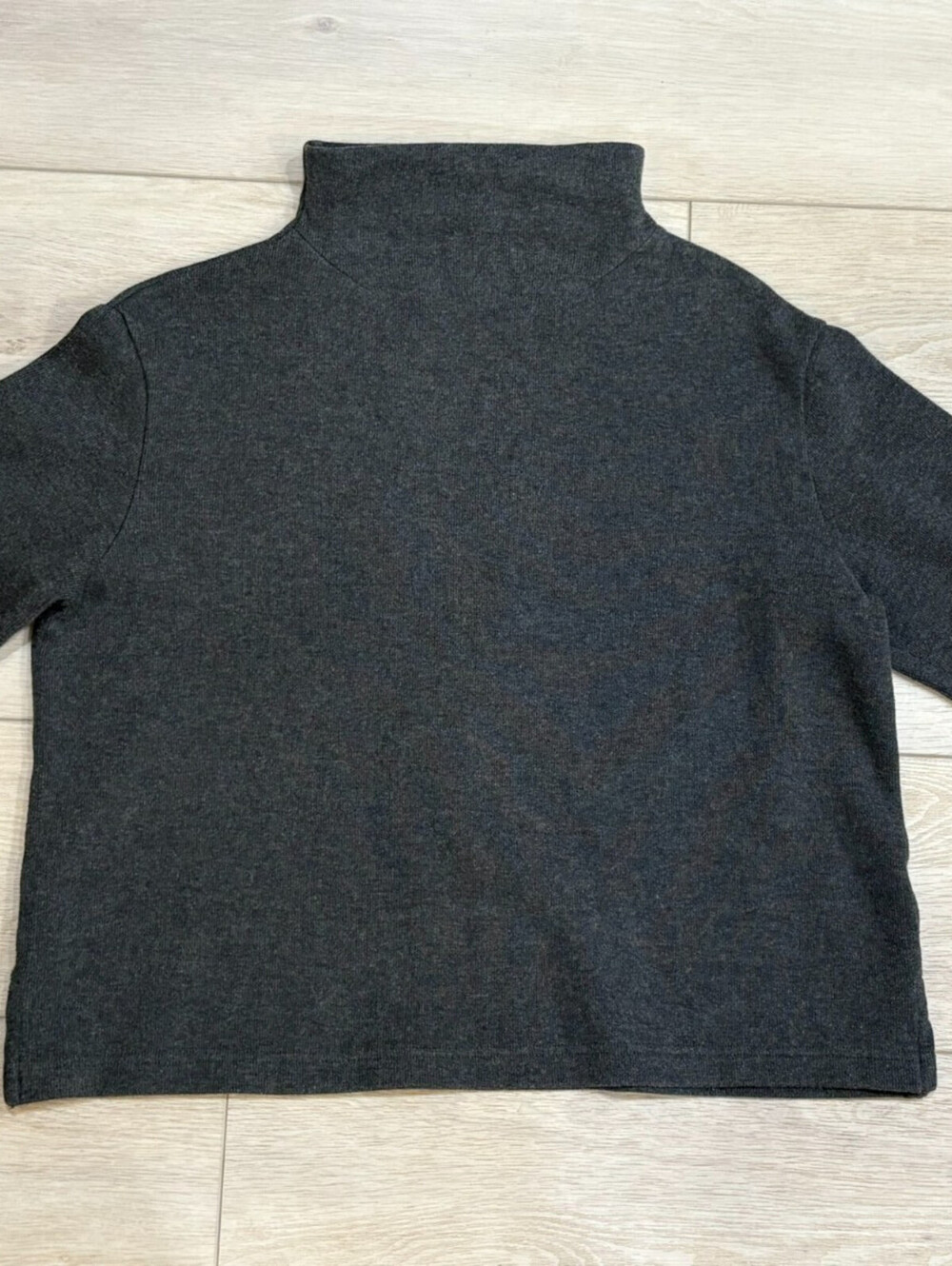Ralph Lauren Womens Sport Sweater Large Gray Mock Neck Pull Over Minimalist